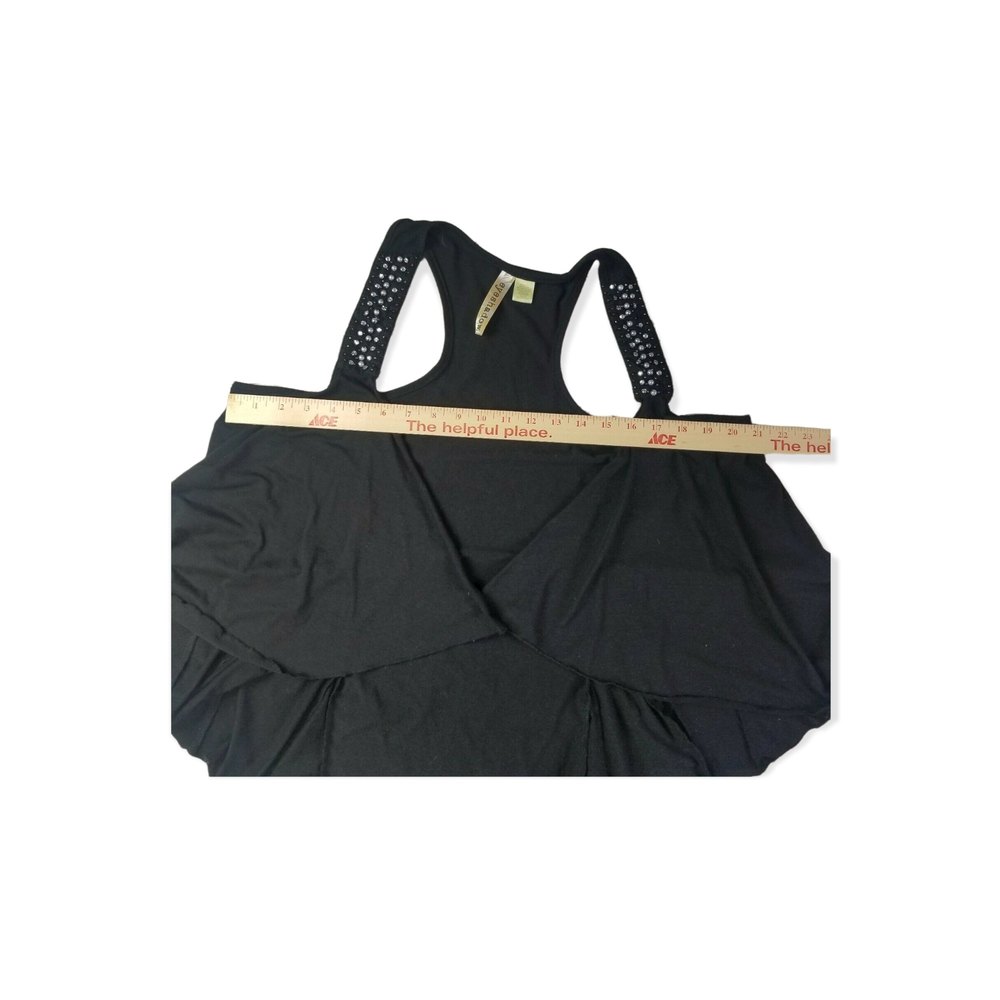 4/$25 EYESHADOW Black Boho Sleeveless Swing Vest Womens M Rhinestones & Pearls - Picture 10 of 12